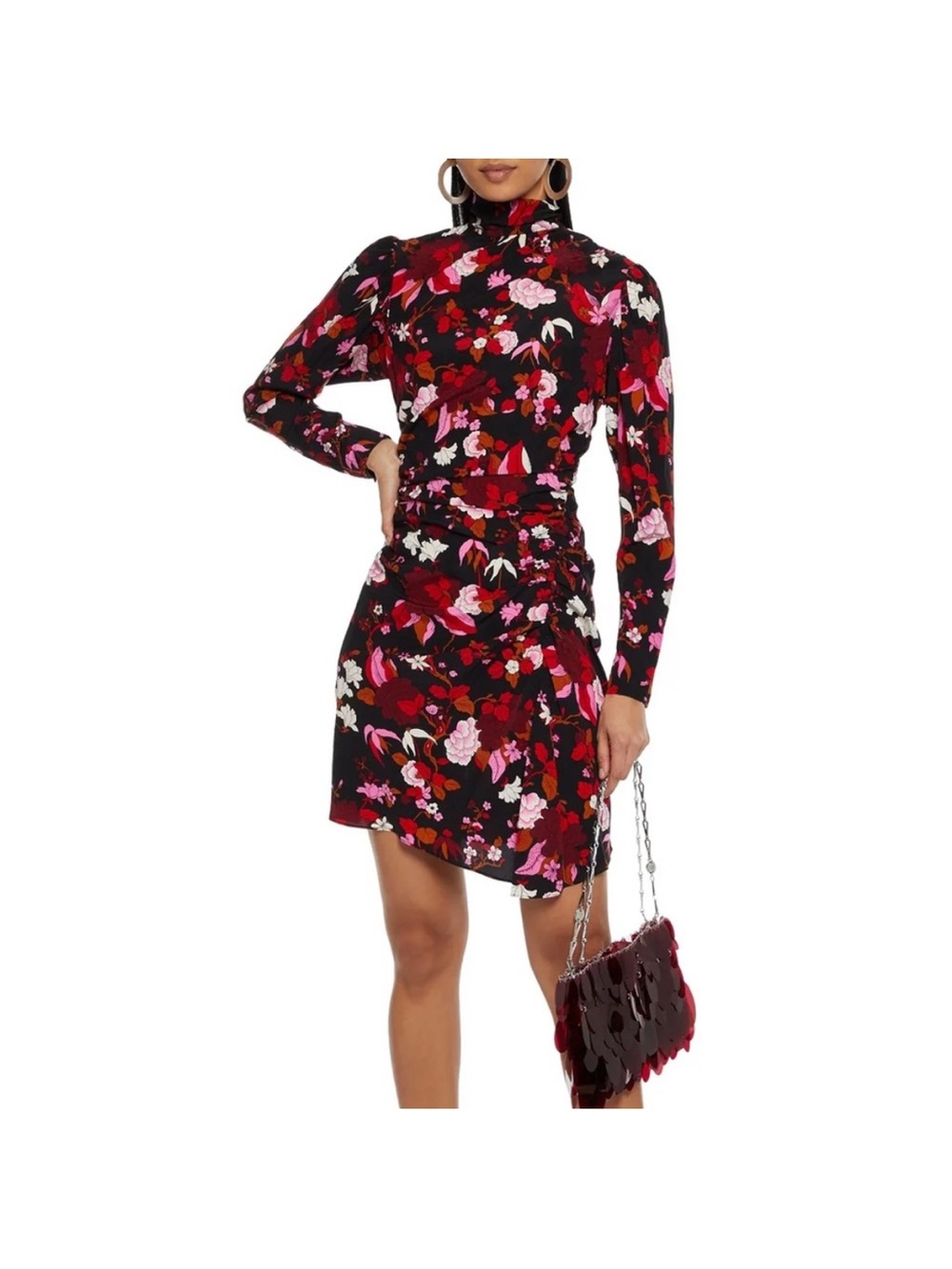 ALC Marcel Dress - Floral Long-Sleeve Mock Neck Mini